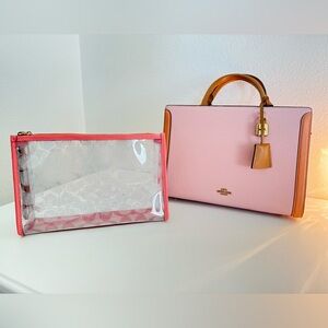 Coach Pink and Brown Leather Satchel